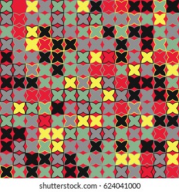 Geometric abstract seamless pattern of colored shapes