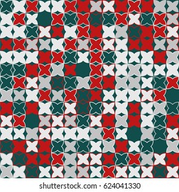 Geometric abstract seamless pattern of colored shapes