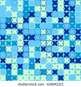 Geometric abstract seamless pattern of colored shapes