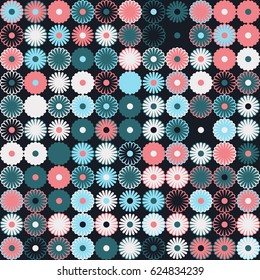 Geometric abstract seamless pattern of colored shapes