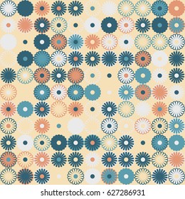 Geometric abstract seamless pattern of colored shapes