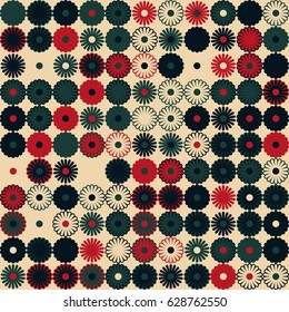 Geometric abstract seamless pattern of colored shapes