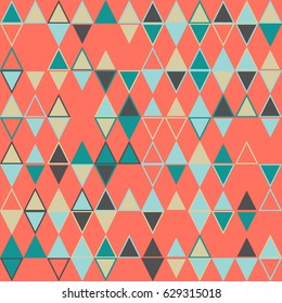 Geometric abstract seamless pattern of colored shapes