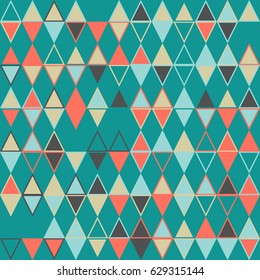 Geometric abstract seamless pattern of colored shapes