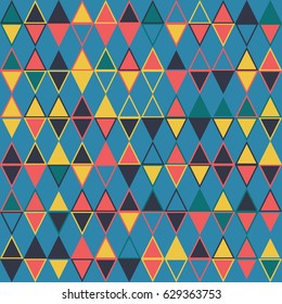 Geometric abstract seamless pattern of colored shapes