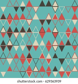 Geometric abstract seamless pattern of colored shapes