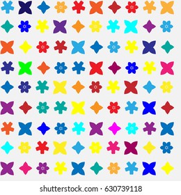 Geometric abstract seamless pattern of colored shapes
