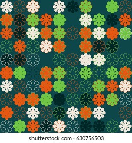 Geometric abstract seamless pattern of colored shapes
