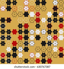 Geometric abstract seamless pattern of colored shapes