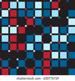 Geometric abstract seamless pattern of colored shapes