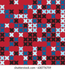 Geometric abstract seamless pattern of colored shapes