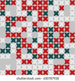 Geometric abstract seamless pattern of colored shapes