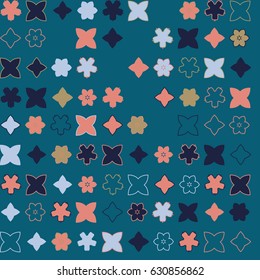 Geometric abstract seamless pattern of colored shapes