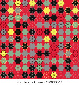 Geometric abstract seamless pattern of colored shapes