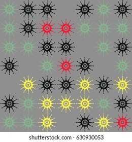 Geometric abstract seamless pattern of colored shapes