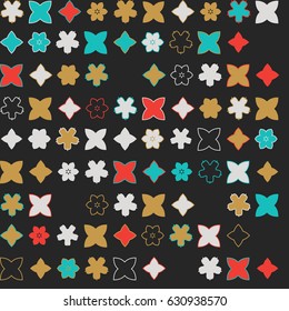 Geometric abstract seamless pattern of colored shapes