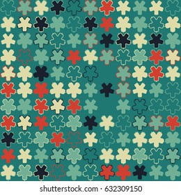 Geometric abstract seamless pattern of colored shapes