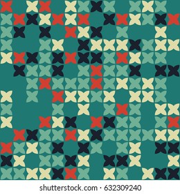 Geometric abstract seamless pattern of colored shapes