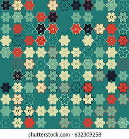 Geometric abstract seamless pattern of colored shapes