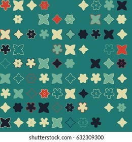Geometric abstract seamless pattern of colored shapes