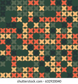 Geometric abstract seamless pattern of colored shapes