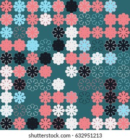 Geometric abstract seamless pattern of colored shapes