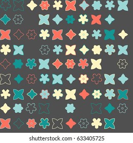 Geometric abstract seamless pattern of colored shapes
