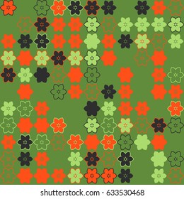 Geometric abstract seamless pattern of colored shapes