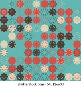 Geometric abstract seamless pattern of colored shapes