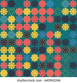 Geometric abstract seamless pattern of colored shapes