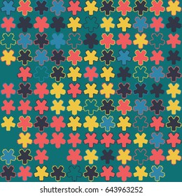 Geometric abstract seamless pattern of colored shapes