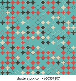 Geometric abstract seamless pattern of colored shapes