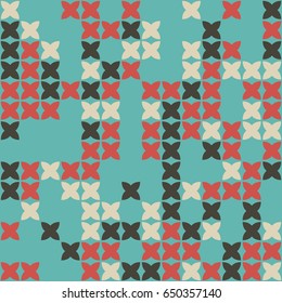 Geometric abstract seamless pattern of colored shapes