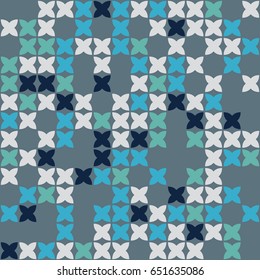 Geometric abstract seamless pattern of colored shapes