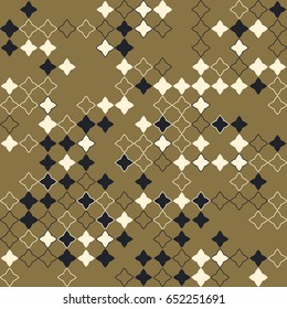 Geometric abstract seamless pattern of colored shapes