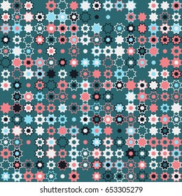 Geometric abstract seamless pattern of colored shapes