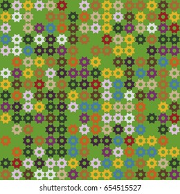 Geometric abstract seamless pattern of colored shapes