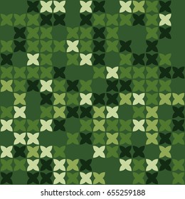 Geometric abstract seamless pattern of colored shapes