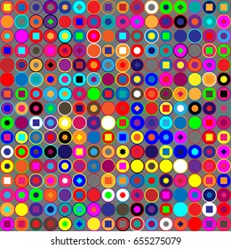 Geometric abstract seamless pattern of colored shapes