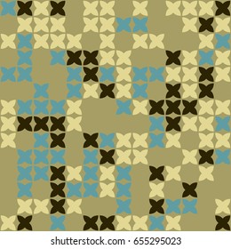 Geometric abstract seamless pattern of colored shapes