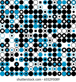 Geometric abstract seamless pattern of colored shapes