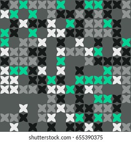 Geometric abstract seamless pattern of colored shapes