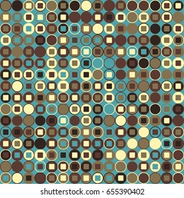 Geometric abstract seamless pattern of colored shapes