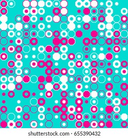 Geometric abstract seamless pattern of colored shapes