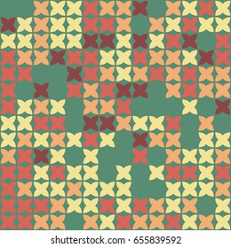 Geometric abstract seamless pattern of colored shapes