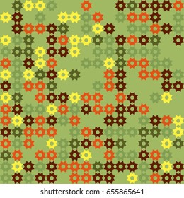 Geometric abstract seamless pattern of colored shapes