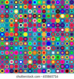 Geometric abstract seamless pattern of colored shapes