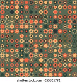 Geometric abstract seamless pattern of colored shapes