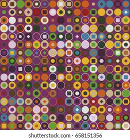 Geometric abstract seamless pattern of colored shapes