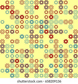 Geometric abstract seamless pattern of colored shapes